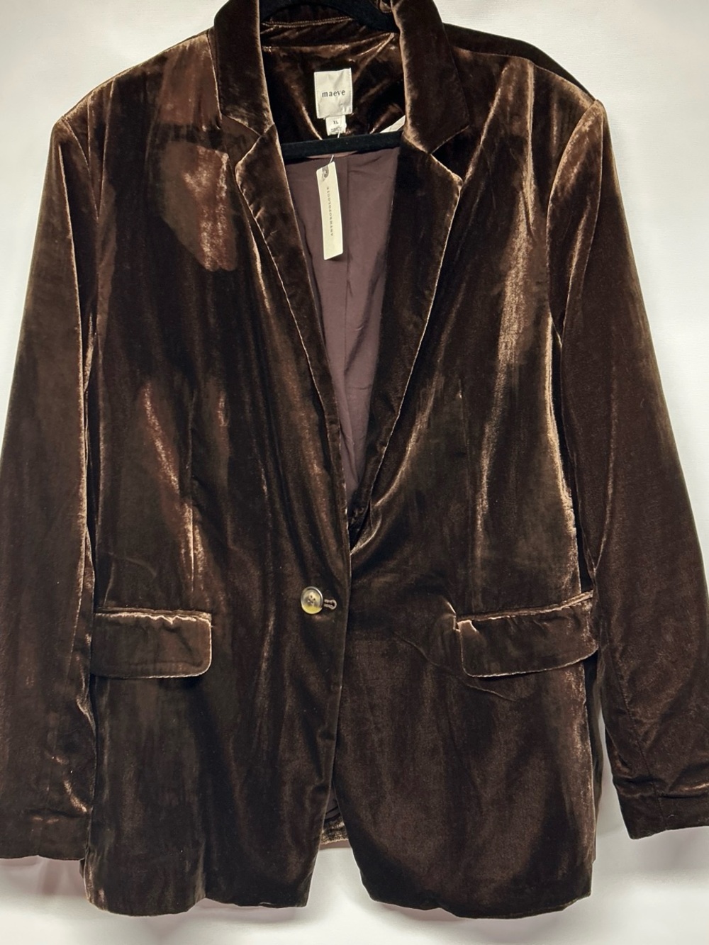 Maeve Brown Velvet Blazer Jacket